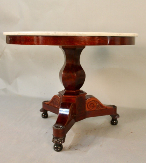 Restoration Period Pedestal Table In Mahogany Tripod Leg