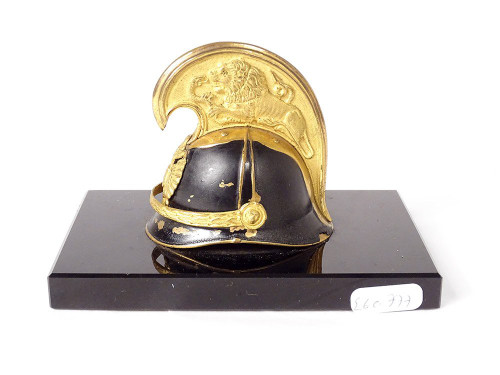 Brass paperweight marble Austro-Hungarian cavalry helmet Dragon 19th century