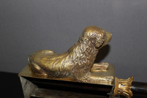 Barre De Foyer En Bronze Modèle Aux Chiens XIX