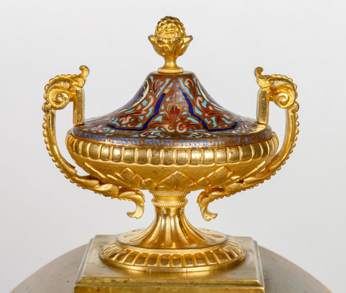 A late 19th century gilt bronze and cloisonné enamel trim