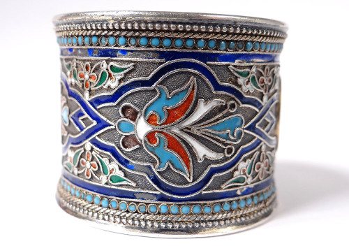 Rond de Serviette Argent Massif Russe émail Cloisonné Moscou 67,48gr XIXè