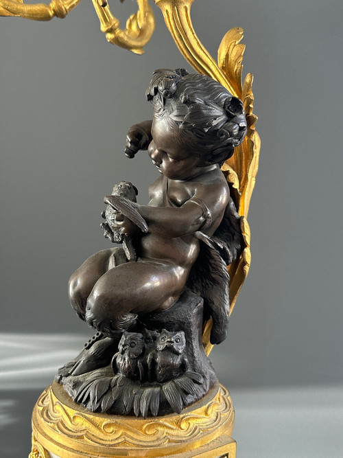 Henri Picard, Eccezionale Coppia di Putti Candelabri in Bronzo Firmati del XIX secolo