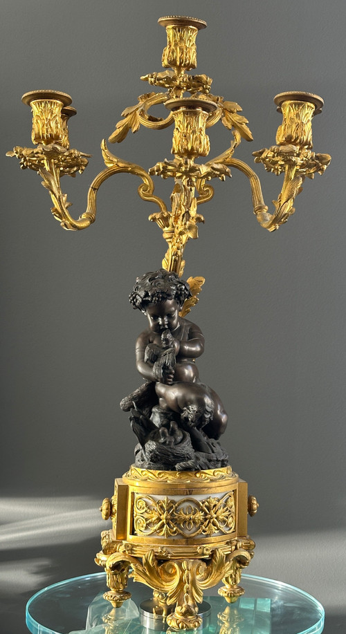 Henri Picard, Eccezionale Coppia di Putti Candelabri in Bronzo Firmati del XIX secolo