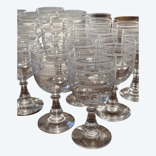 Service Baccarat 1900-1910 monogrammé 36 verres