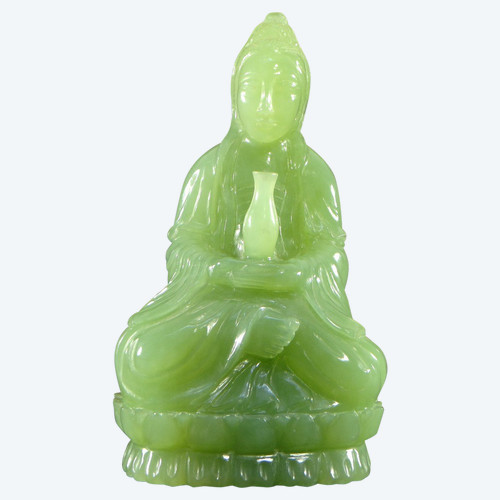 Cina, anni '50/'60, Statua in giada di Kwan Yin, Bodhisattva della Compassione.