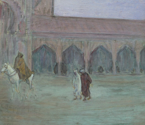 Olga BING, Lively scene at night in the courtyard of a mosque