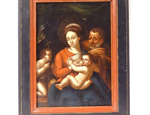 HSP Religious Painting Virgin Breastfeeding Holy Family Flemish 18th