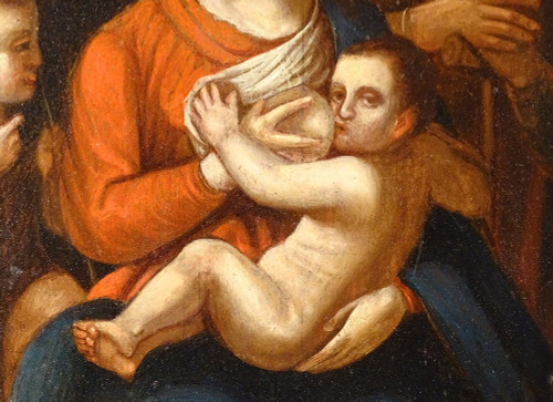 HSP Religious Painting Virgin Breastfeeding Holy Family Flemish 18th