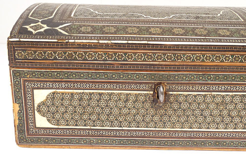 Coffret Perse Marqueterie Khatam Kari étoiles Bois Moyen-Orient XVIIIème