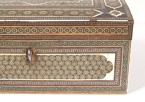 Coffret Perse Marqueterie Khatam Kari étoiles Bois Moyen-Orient XVIIIème