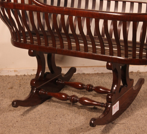 Curved Mahogany Cradle-19th Century