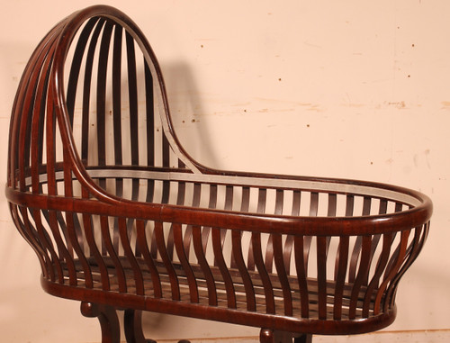 Curved Mahogany Cradle-19th Century