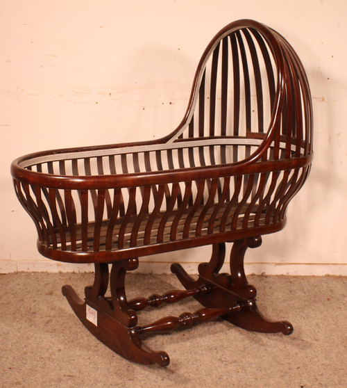 Curved Mahogany Cradle-19th Century