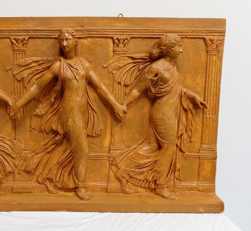 High-Relief Plaster Sculpture, “Dancers of Borghese” – 19th Century