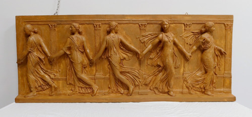 High-Relief Plaster Sculpture, “Dancers of Borghese” – 19th Century