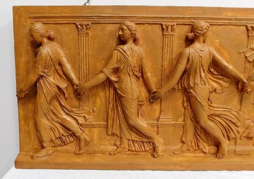 High-Relief Plaster Sculpture, “Dancers of Borghese” – 19th Century