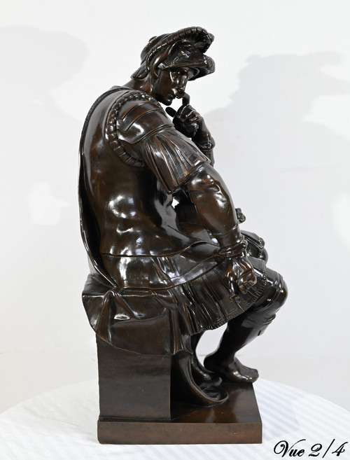 Bronze „Laurent de Medici“ nach Michelangelo, Schule des 19. Jahrhunderts – Mitte 19. Jahrhundert