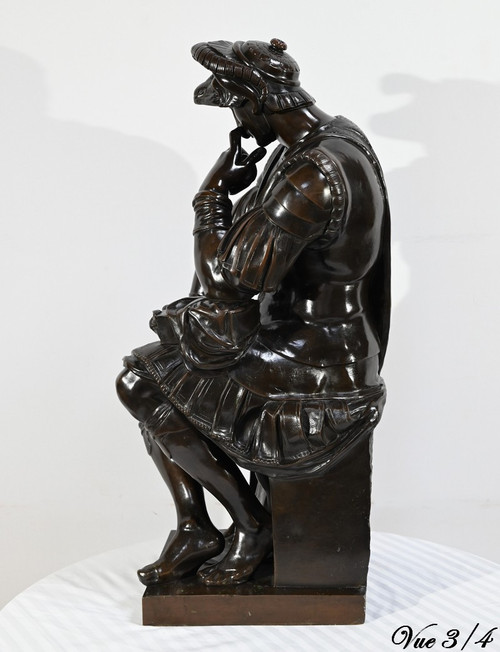 Bronze „Laurent de Medici“ nach Michelangelo, Schule des 19. Jahrhunderts – Mitte 19. Jahrhundert