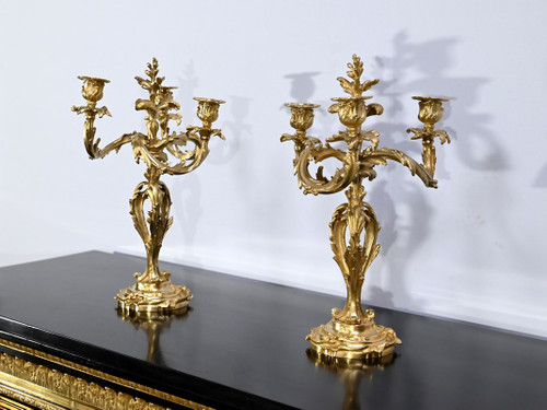 Pair of Gilt Bronze Candelabra, Louis XV style – Late 19th century