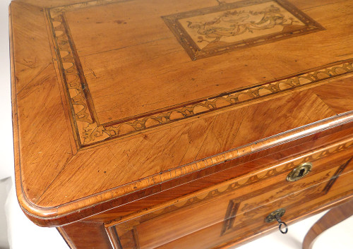 Small Italian Commode Marquetry Rose Wood Phoenix Birds 18th Century