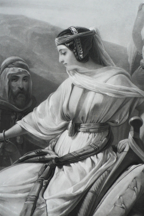 Orientalist Engraving Arrival Of Rebecca Engraved By Garnier After Scopin Etcing Old Print