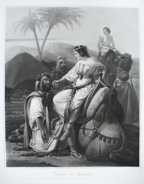 Orientalist Engraving Arrival Of Rebecca Engraved By Garnier After Scopin Etcing Old Print