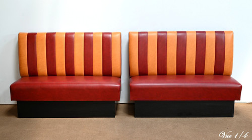 Pair of Faux Leather Bistro Benches – 1970