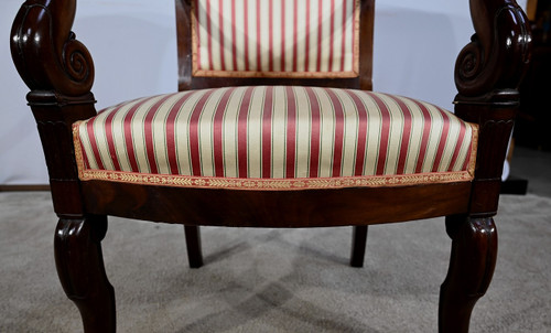 Pair of Armchairs in Solid Cuban Mahogany, Restoration Period – Early 19th Century