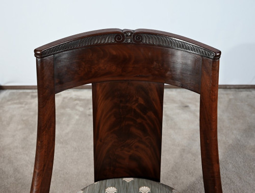 Suite of 4 Gondola Chairs in Cuban Mahogany, Restoration Period – Early 19th Century