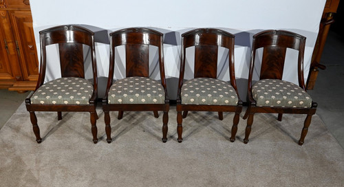 Suite of 4 Gondola Chairs in Cuban Mahogany, Restoration Period – Early 19th Century