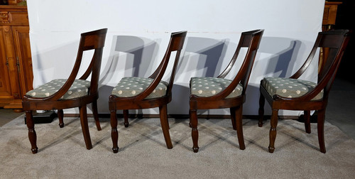 Suite of 4 Gondola Chairs in Cuban Mahogany, Restoration Period – Early 19th Century