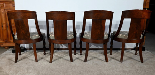 Suite of 4 Gondola Chairs in Cuban Mahogany, Restoration Period – Early 19th Century