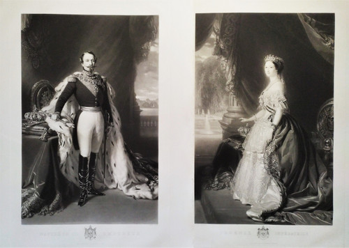 Gravures d'Après Winterhalter Napoléon III Et  l'Impératrice Eugénie