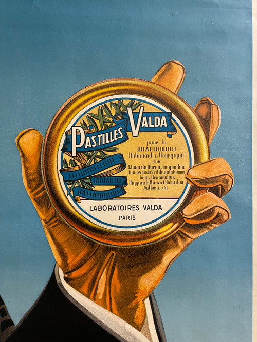 Affiche Publicitaire Originale Pastilles Valda Circa 1940