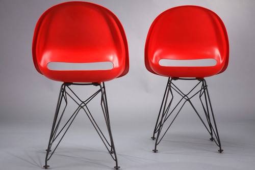 Set di quattro sedie con basi nello stile di Charles Eames