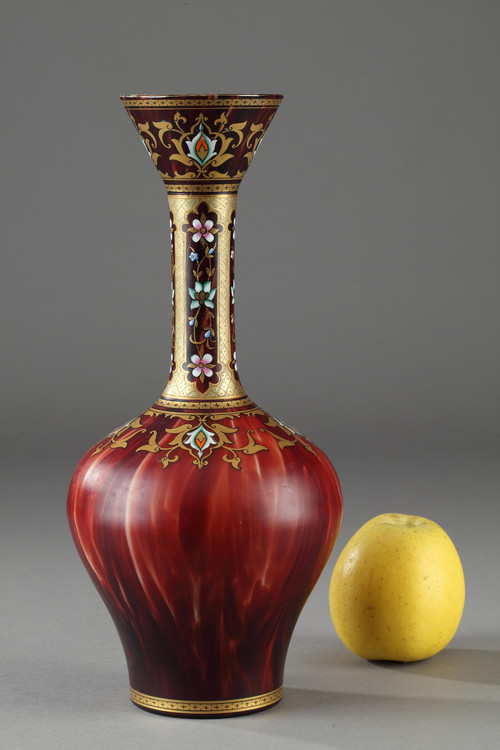 Opaline vase with oriental decoration