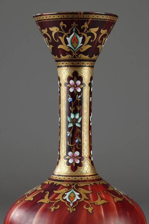 Opaline vase with oriental decoration