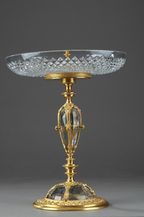 Large Ormolu Mounted Cut Crystal Dish in Renaissance Taste