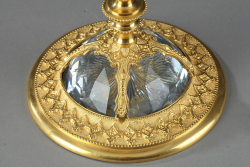 Large Ormolu Mounted Cut Crystal Dish in Renaissance Taste