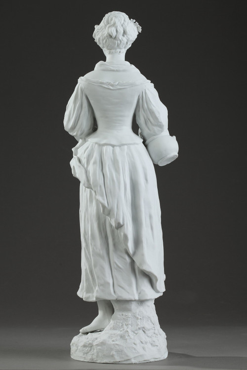 Biscuit Statuette "Young girl with a broken jug"--19th Century Period