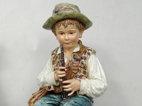 Sculptures Majolica Wilhelm Schiller Gypsy Children Austria 160cm