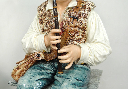 Sculptures Majolica Wilhelm Schiller Gypsy Children Austria 160cm