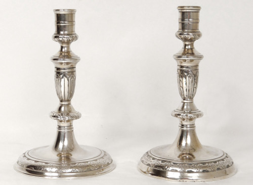 Pair of Louis XIV Community Silver Bronze Candlesticks Torches 17th Century