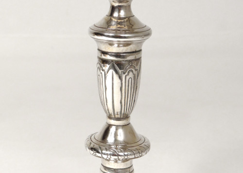 Pair of Louis XIV Community Silver Bronze Candlesticks Torches 17th Century