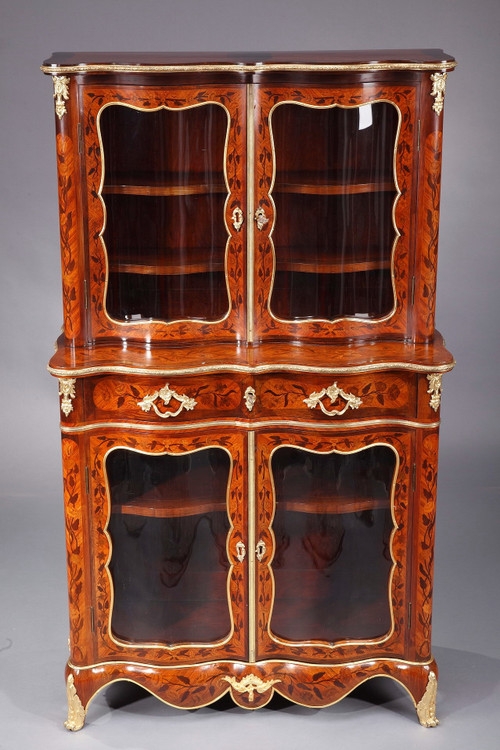 Louis XV-Style Vitrine With Marquetry Decoration