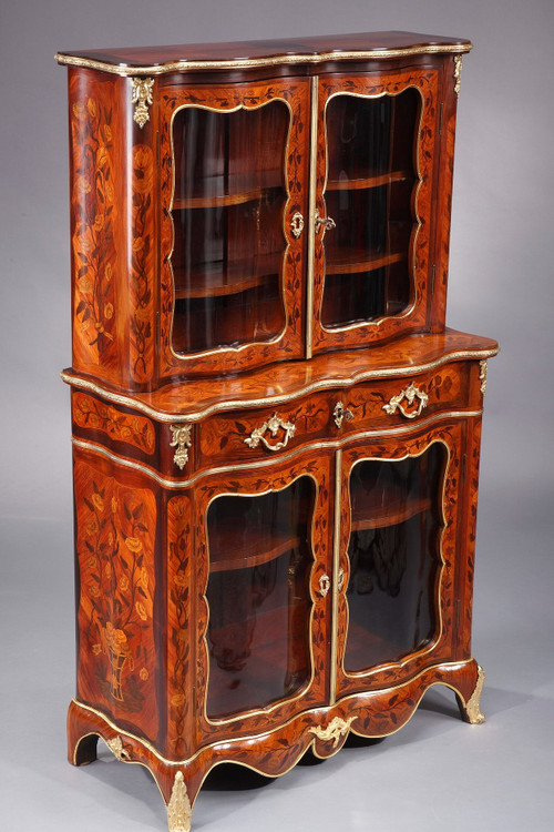 Louis XV-Style Vitrine With Marquetry Decoration