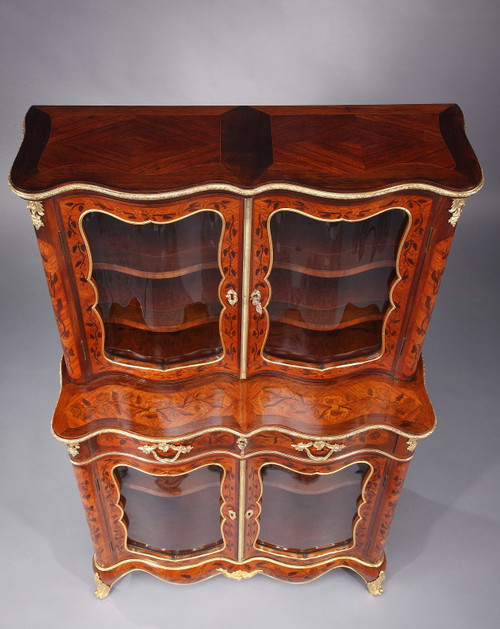 Louis XV-Style Vitrine With Marquetry Decoration