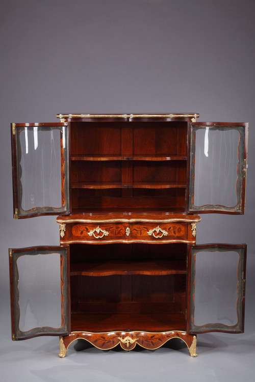 Louis XV-Style Vitrine With Marquetry Decoration