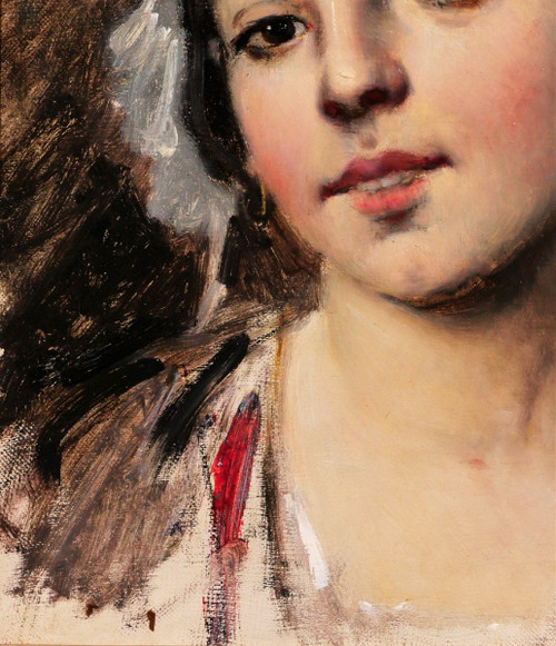 Jules GARDOT, 1828-1891 Portrait d'une jeune femme italienne, tableau, vers 1870, Italie