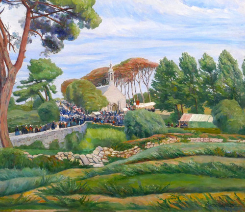 Edmond CHAMPON born 1892, Brittany, Loctudy, Quimper landscape, painting, 1911